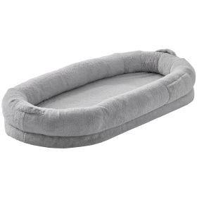 VEVOR Human Dog Bed, 67.7"x35"x9.8" Human Dog Bed for Adult, Human Size Dog Bed with Washable Faux Rabbit Fur Cover, Egg Orthopedic Foam