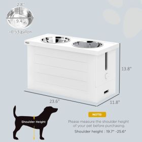 PawHut Elevated Dog Bowls With Slow Feeder Mat, Storage Cabinet, 3 Stainless Steel Bowls For Large & Extra Large Dogs, White (Option: White)