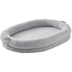 VEVOR Human Dog Bed, 72" x48"x10" Human Dog Bed for Adult, Human Size Dog Bed with Washable Faux Rabbit Fur Cover, Egg Orthopedic Foam, Storage P (Default: Default)